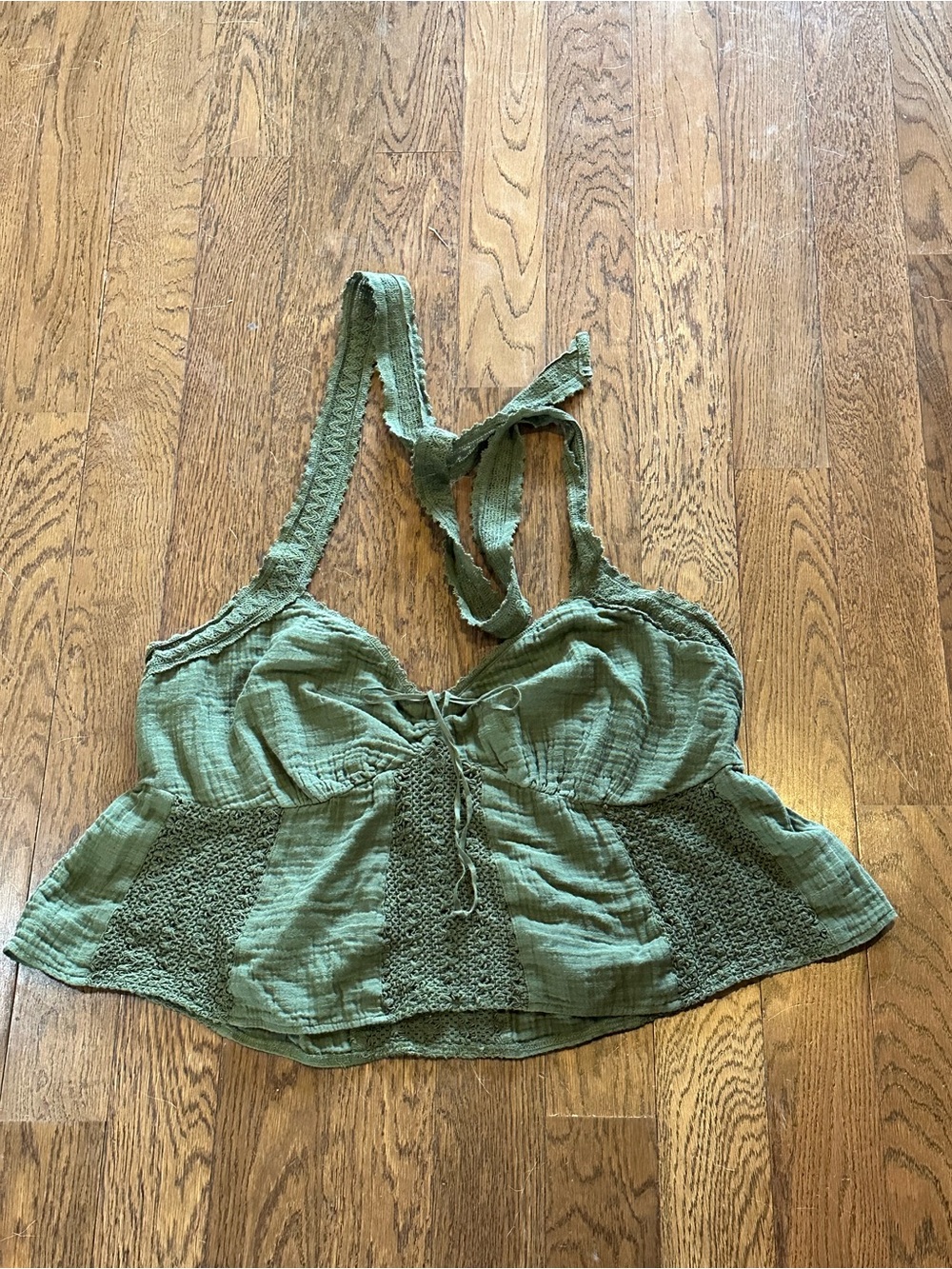 American Eagle Olive Green Halter Top Size XXL